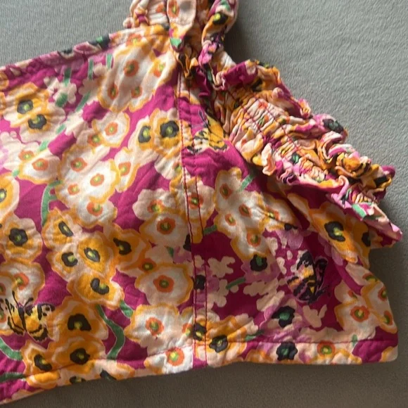 Banjanan sz Small Floral Ruffle Women's crop top - Picture 4 of 8